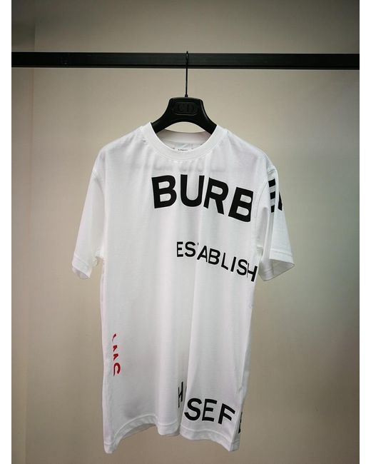 Burberry White Horseferry Print Oversized T-Shirt