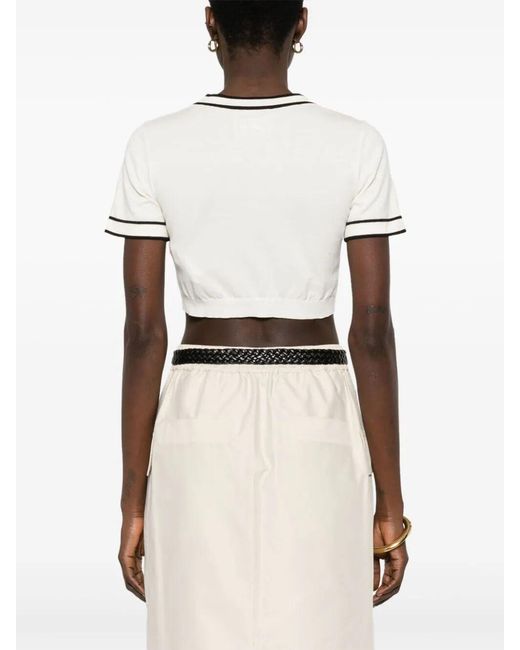 Max Mara White Uscio Crewneck Cropped Top