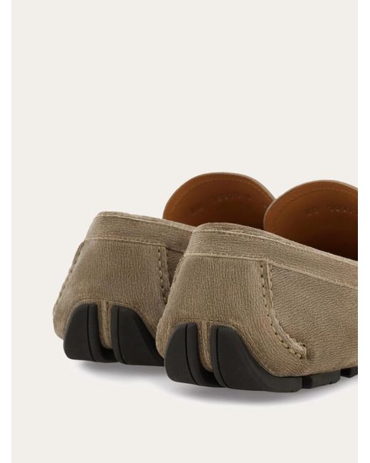 Ferragamo Brown Gancini Driver Loafer for men