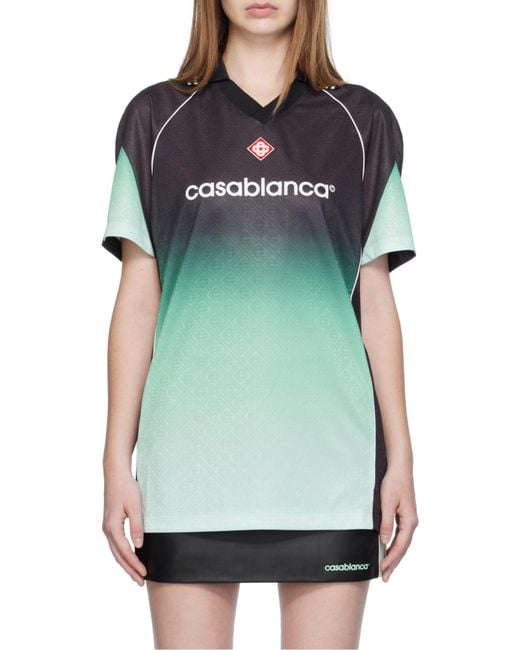 Casablanca Green Logo Printed Football Top