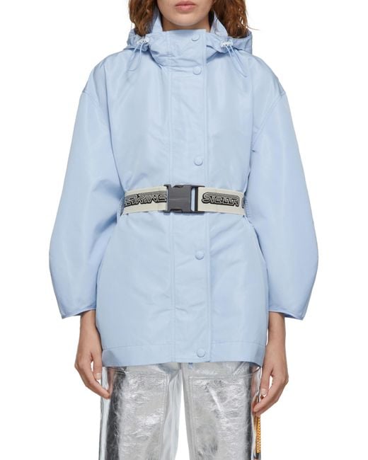 Stella McCartney Blue Belted Hooded Jacket