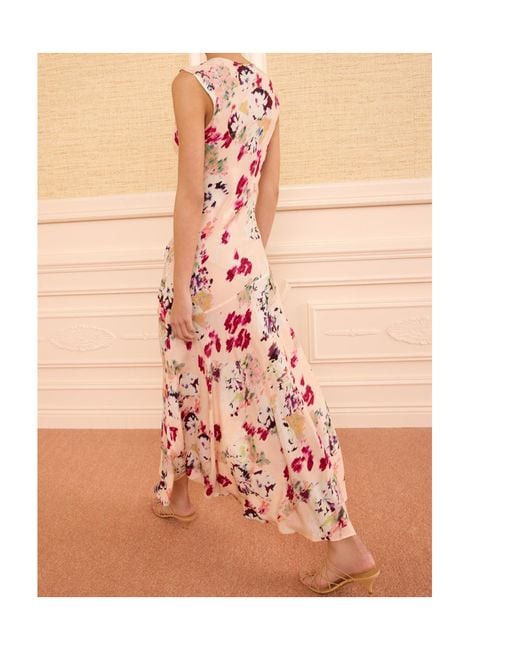 Ulla Johnson Pink Floral-Print V-Neck Midi Dress