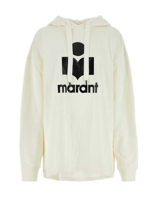 Isabel Marant White Isabel Marant Étoile Long-Sleeved Drawstring Hoodie
