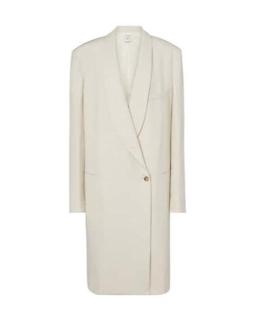 Calvin Klein White Evelyn Double-Breasted Wool Coat