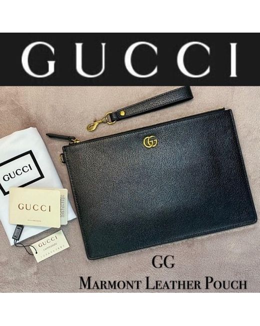 Gucci Black Gg Marmont Leather Pouch for men