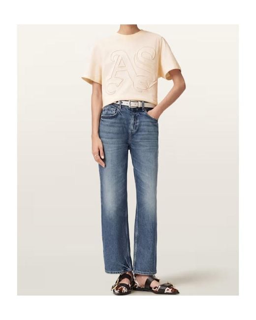 AllSaints Natural Lisa Embossed Crew Neck T-Shirt