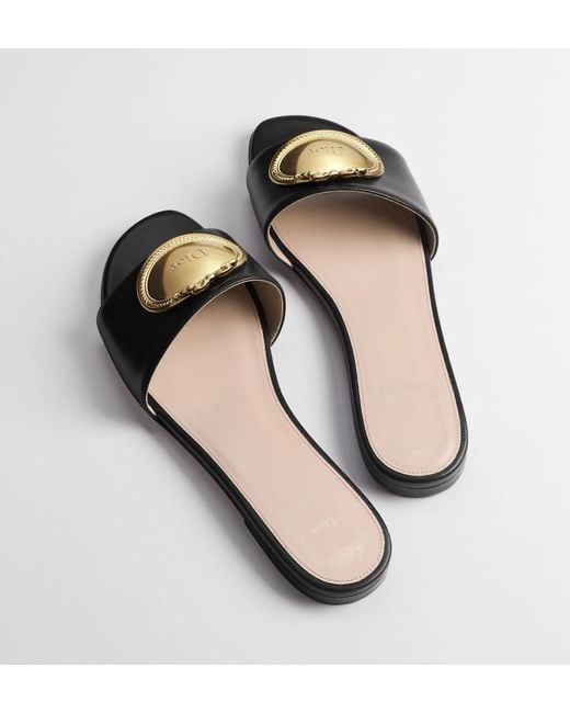 Dior Black Médaillon Buckle Slide