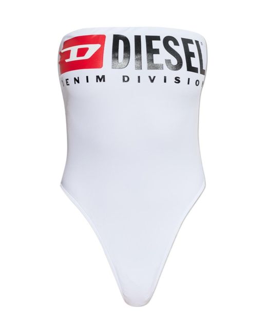 DIESEL White Cecilia-D-Core Logo Band Swimsuit
