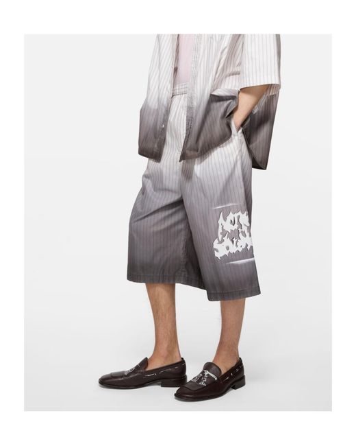 Acne Gray Oversized Logo Shorts for men