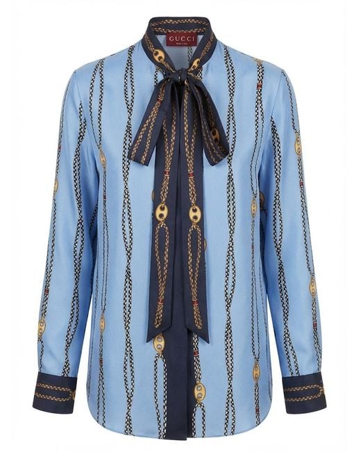 Gucci Blue Chain Printed Shirt