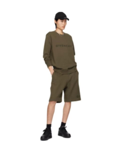 Givenchy Green Logo Printed Bermuda Shorts for men