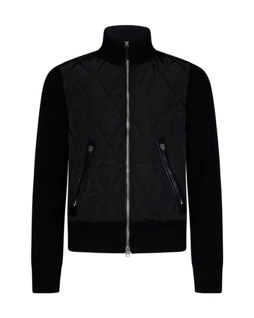 Tom Ford Black Ribbed-Knit Padded Jacket for men