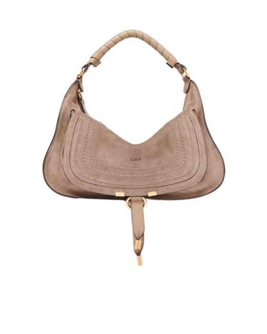 Chloé Brown Small Marcie Suede Shoulder Bag