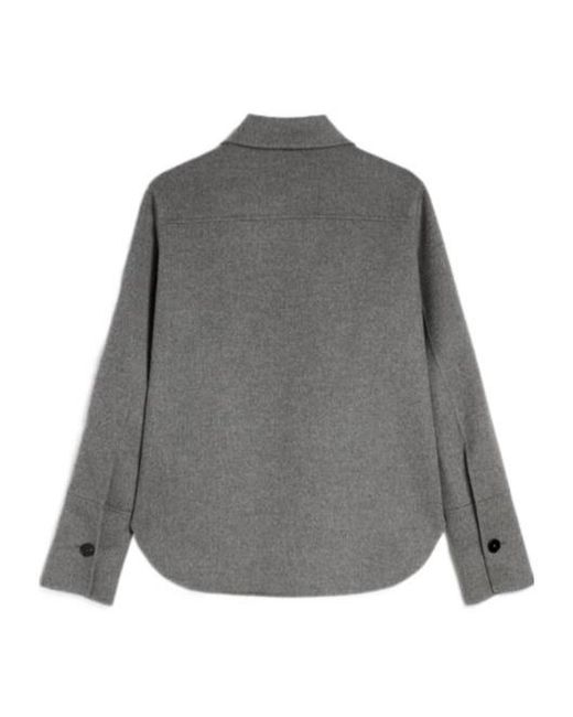 Jil Sander Gray Buttoned Long-Sleeved Shirt Jacket