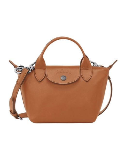 Longchamp Brown Le Pliage Xtra Small Top Handle Bag