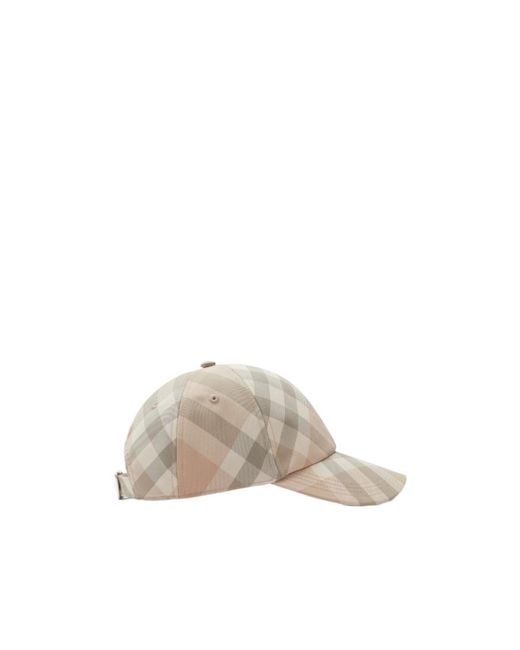 Burberry Natural Checked Curved-Peak Baseball Hat for men