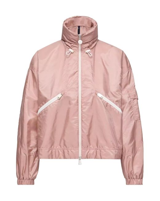Moncler Pink Logo Patch Zip-Up Jacket