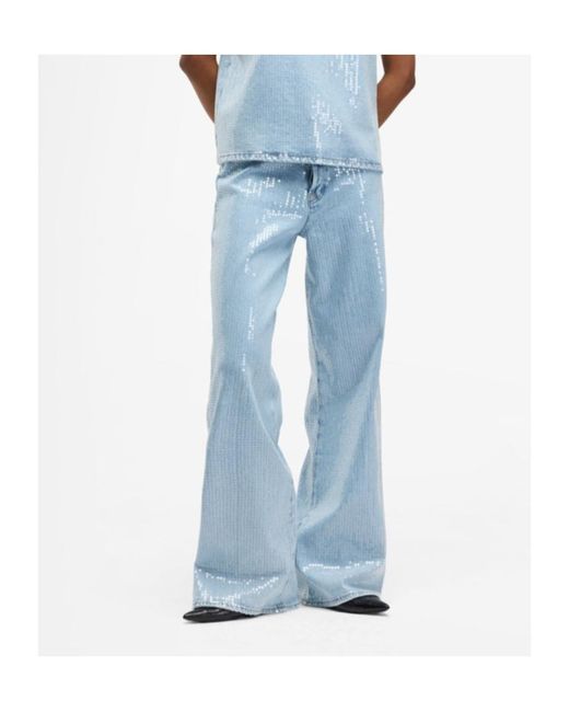 7 For All Mankind Blue High Waist Wide Leg Jeans