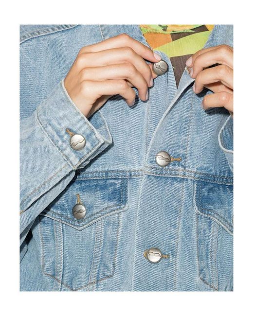we11done Blue Logo-Patch Denim Jacket for men