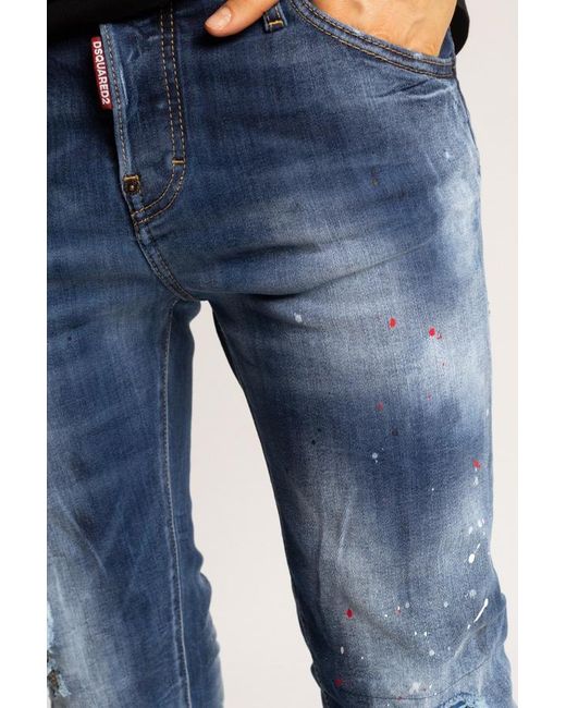 DSquared² Blue Distressed-Effect Cropped Jeans