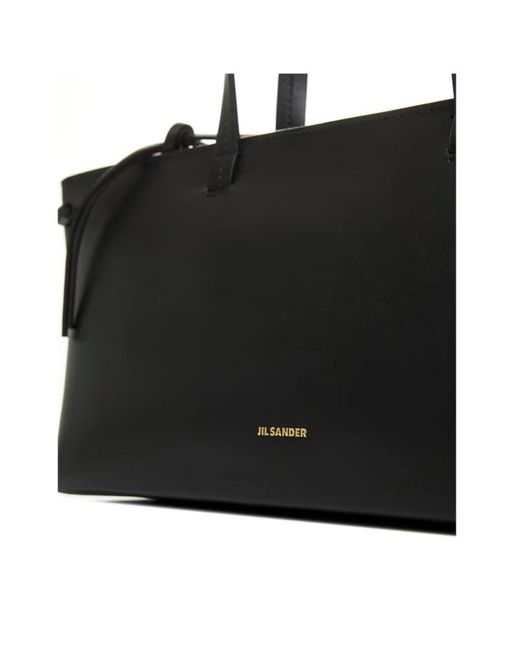 Jil Sander Black Logo Printed Top Handle Bag