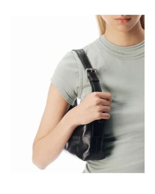 Alexander Wang Black Punch Logo Embossed Small Hobo Bag