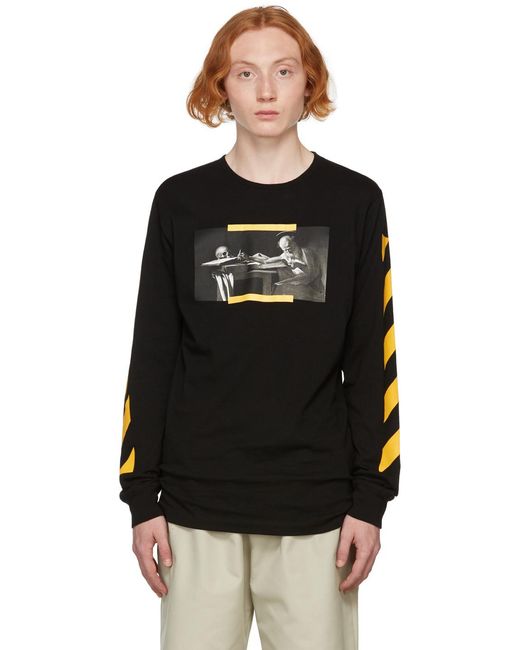 Off-White c/o Virgil Abloh Black Crewneck Long-Sleeved T-Shirt for men
