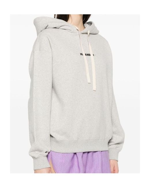 Jil Sander White Relaxed-Fit Hoodie With Drawstring Hood