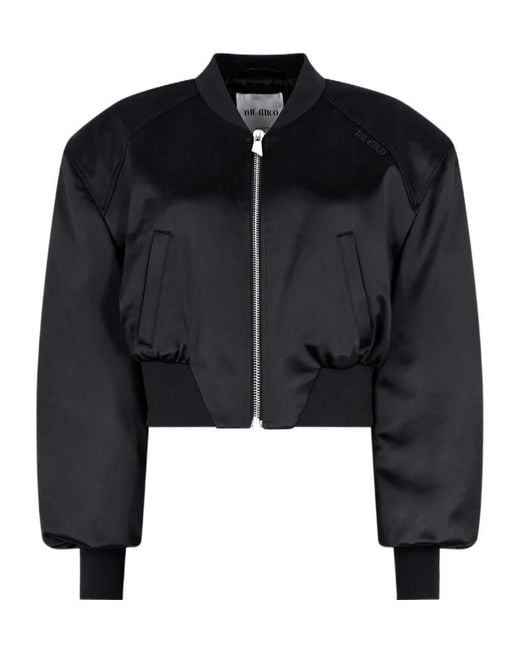 The Attico Black The Cropped Bomber Jacket