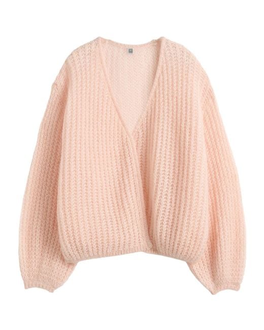 Totême  Pink Totême Puffed Open-Knit Cardigan