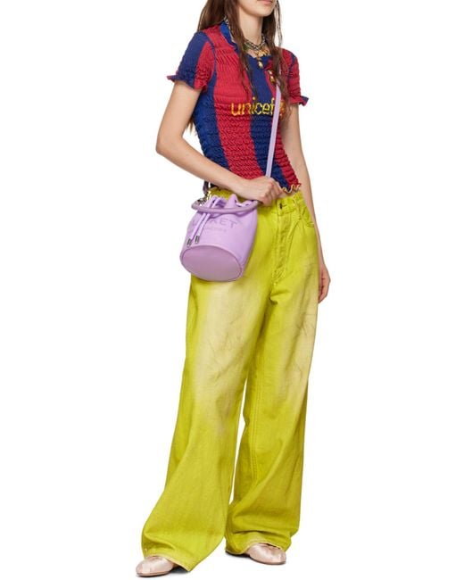 Marc Jacobs Purple Logo Embossed Bucket Bag