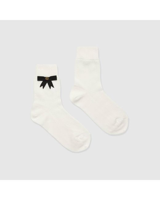 Gucci White Double G Bow Socks