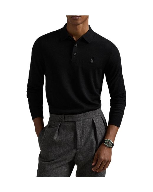Polo Ralph Lauren Blue Merino Crew Neck Jumper for men