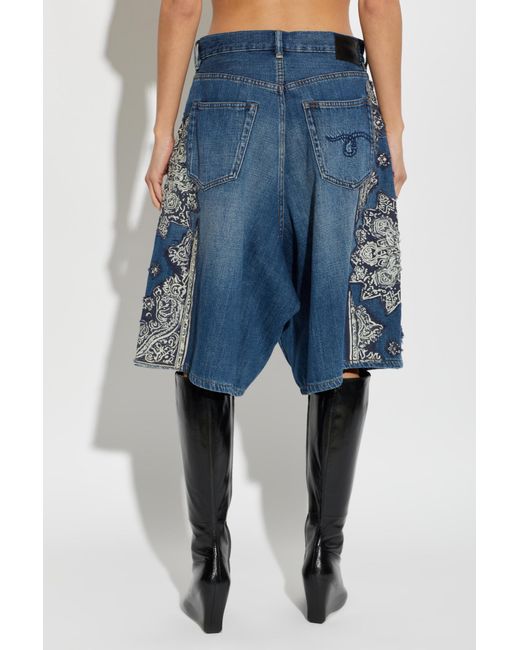 R13 Blue Denim Shorts With Belt Loops