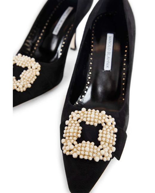 Manolo Blahnik Black Round Toe High Heels
