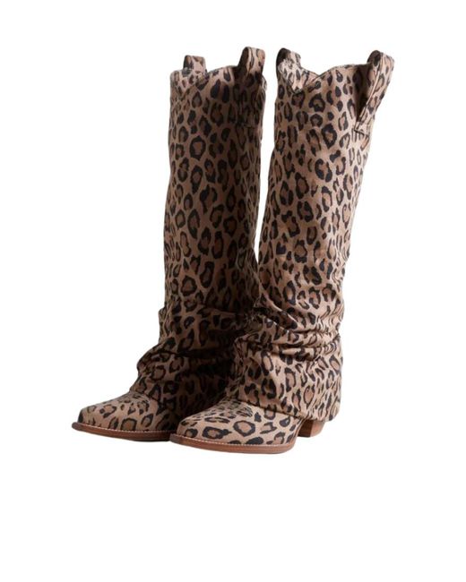 R13 Brown Leopard Print Boots