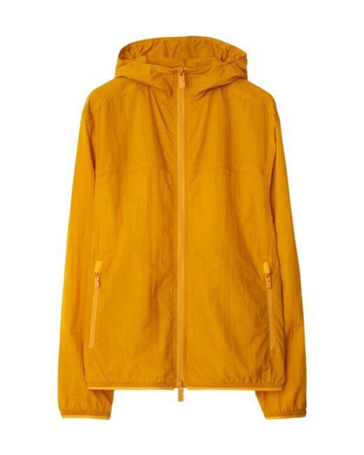 Burberry Yellow Hooded Zip-Up Bomber Jacket