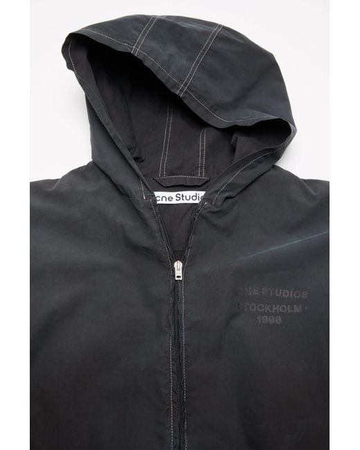 Acne Black Logo-Print Zip-Up Hoodie for men