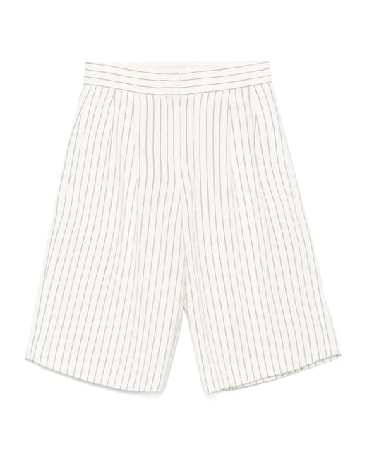 Loulou de Saison White Piera Striped Bermuda Shorts