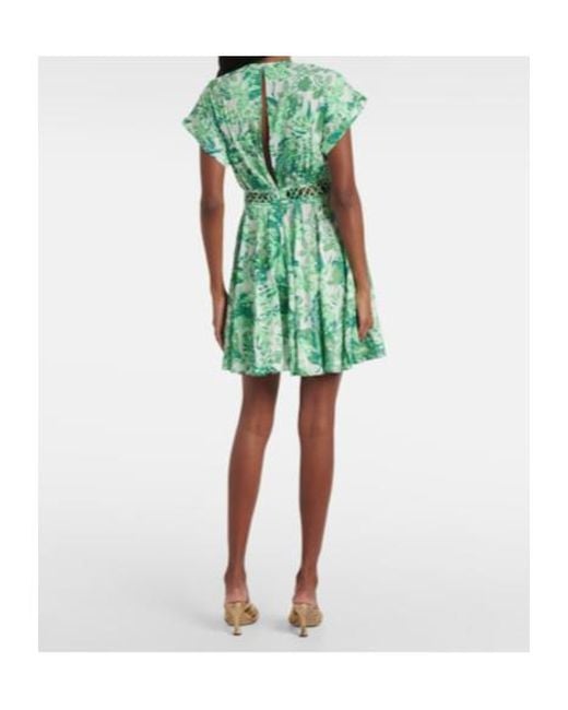 Poupette Green Cecile Cutout Printed Minidress