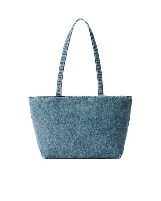 Alexander Wang Blue Punch Logo Debossed Medium Tote Bag