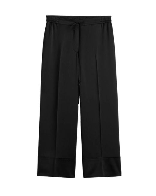 Totême Black Satin Drawstring Trousers