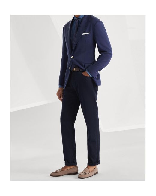 Brunello Cucinelli Blue Single-Breasted Blazer for men