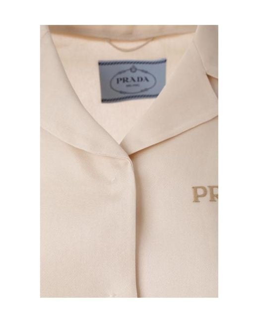 Prada Natural Logo-Print Silk Jacket