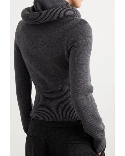 Alaïa Black Alaïa Sculptural Hood Ribbed Knit Jumper