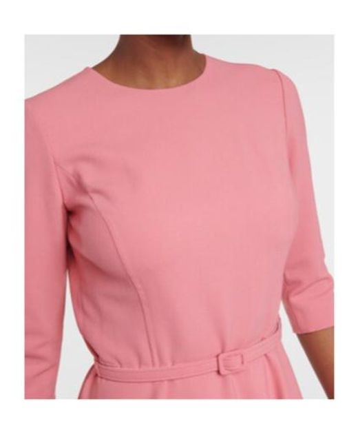 Oscar de la Renta Pink Wool-Blend Midi Dress