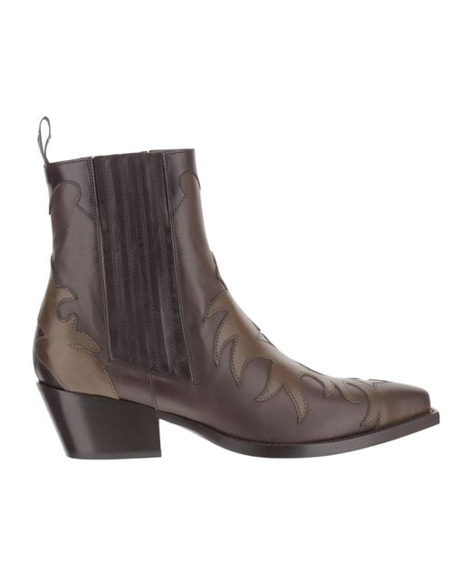 Sartore Brown Western Ankle Boots