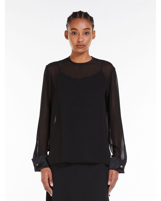 Max Mara Black Pianoforte Crewneck Long-Sleeved Top