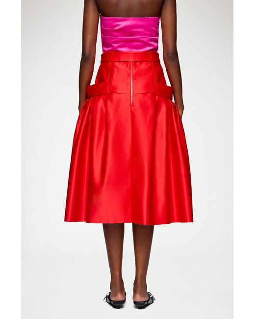 Ganni Red Duchesse Satin Skirt