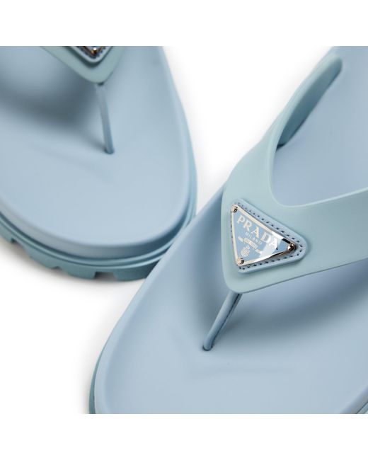 Prada Blue Soft Cage Vinyl Thong Sandals